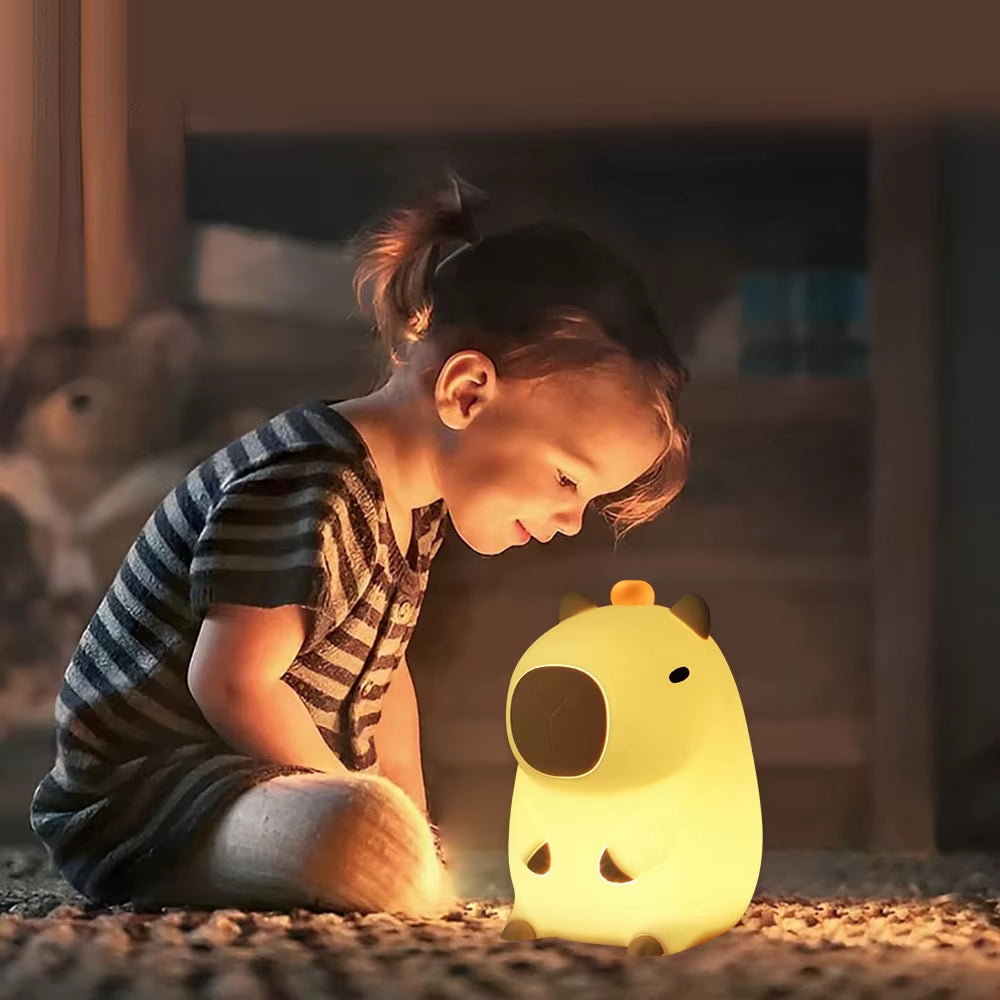 Cute Cartoon Capybara Silicone Night Light USB Rechargeable Animal Lamp Touch Sensor Nightlight Sleep Night Lamp for Room Decor